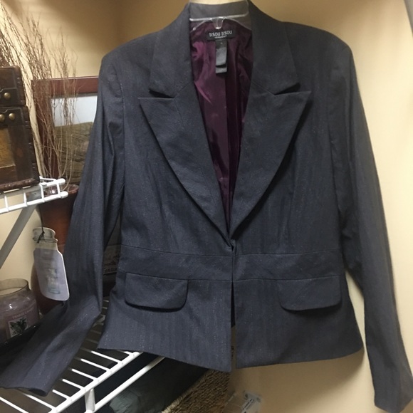 ‼️Sold‼️Bisou Bisou Grey Blazer with Silver Threading - Picture 3 of 8